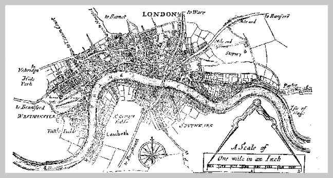 Map showing the area covered by the London Penny Post.