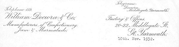 Letterheading from William Docwra, Great Yarmouth.