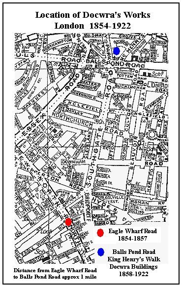 Map of Thos. Docwra & Son premises in London.